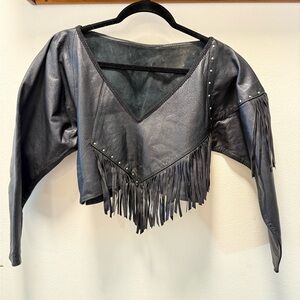 Porter Black Leather Fringe Jacket